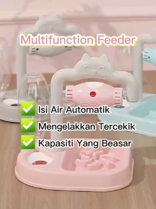 KUCINGJER Malaysia LED Light DISCO Pet Feeder Leak Food Pet Automatic Food Feeder Dog Cat Auto Water Dispenser Kucing Bekas Makanan