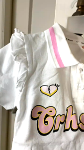 Setelan Anak Perempuan Import Kerah Polo Enjoy Bear Crhsup Rok Plisket Pinggang Karet Terbaru