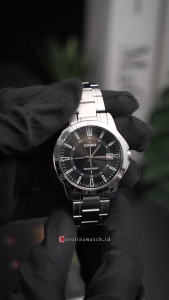 Jam Tangan Pria Casio MTP-V004D-1C Analog Black Dial  Stainlees Steel Band