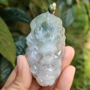 High Quality Premium Collectible Natural Type A Jadeite Jade Pendant Necklace crafted as Dragon with certificate included weigh 59.65 grams measurement 69.3 * 36.5 * 18.3 mm (pendant186)