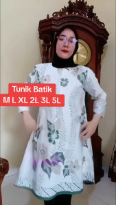 SuperJumbo Tunik Batik Pasangan Wanita Lengan Panjang  Resleting Depan Size M-L-XL- XXL-3XL-5XL