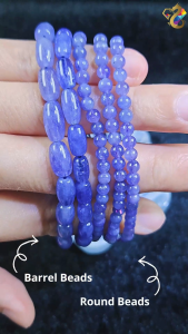 Graduation Grade Tanzanite Barrel Round Beads Bracelet