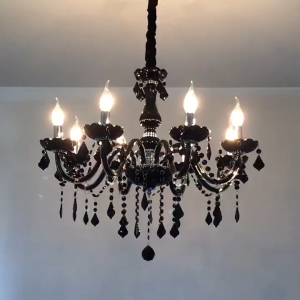 Led เทียนสไตล์ยุโรปโคมระย้าคริสตัลสีทองห้องนั่งเล่นโคมไฟร้านอาหารห้องนอนแสงอเมริกันเจนยุโรปโคมไฟเพดาน ไฟหน้า 6 ดวงและไฟหน้า 8 ดวงสองขนาด Ceiling Lights