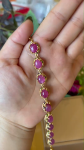 💥สร้อยข้อมือทับทิมแท้ พลอย ทับทิมสีชมพู กิมบ่เซี่ยง อัญมณี ราชินีแห่งทรัพย์ ความสุข ความสำเร็จ เครื่องประดับของแท้ สินค้ามีใบรับประกันดูแลตลอดการใช้งาน AUFU STORE