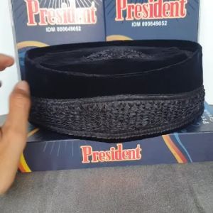 Songkok Peci Kopiah President Kharisma Kembang Goyang Kriwil AC Bludru Hitam Premium