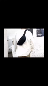 กระเป๋าสะพายข้าง กระเป๋าคาดเอวไนลอนสำหรับกระเป๋าคาดหน้าอกผู้ชายกระเป๋าสะพายพาดลำตัวแบบลำลองแผ่นฟิล์มหนังกีฬากลางแจ้งอินเทรนด์และเรียบง่าย