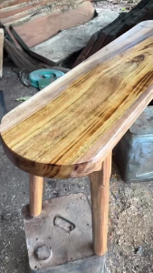 ส่งฟรี!! ม้านั่งไม้มะค่าแต้ ยาว 100 ซม. ขากลม ขอบมน ม้านั่งสนาม ไม้เนื้อแข็ง