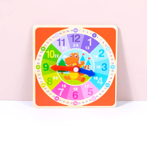 Kayu Jam Belajar Anak Wooden Clock Time Teaching Aid Alat Peraga Mengenal waktu MK920