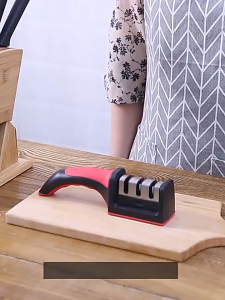 Kitchen Knife Sharpener - 3-Stage Knife Sharpening Tool Helps Repair Restore and Polish Blades - Quick Sharpeners Knife Grinder for Straight and Serrated Knives Diamond Stainless Steel Knife sharpening Tool