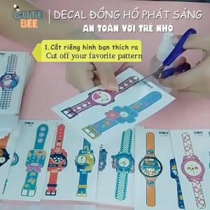 [Hộp 2 Cái] Đồng Hồ Xăm Dạ Quang Phát Sáng Đồ Chơi Trẻ Em Cho Bé Đeo Tay Glow In Dark Watch Decal