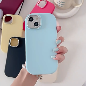 Tri-Town Case For iPhone 17 16 15 14 13 12 11 Pro Max XS XR X 8 7 Plus Oval Solid Color Soft Silicone Shockproof Phone Case Luxury Plating Metal Lens Simple Solid Color Soft Case