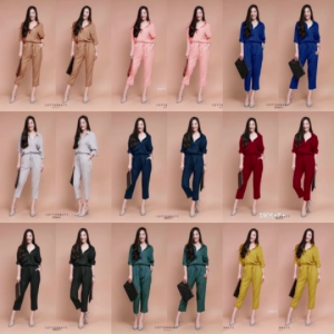 B3906 Set เสื้อเชิ้ต+กางเกงเอวสูง Set shirt + high waist pants