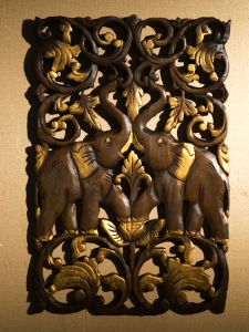 Elephant Hand Carved Teak Home Decor Wooden Wall Art Wooden Home Decor Hand Carved Living Room Decor