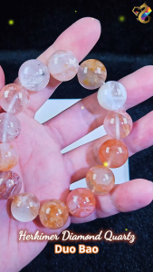 Collection Ceiling Grade Rare Herkimer Diamond Quartz Duo Bao Colorful Hematoid Snowy Phantom Bracelet