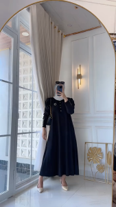 askia midi dress knit premium gamis wanita kancing midi dress polos