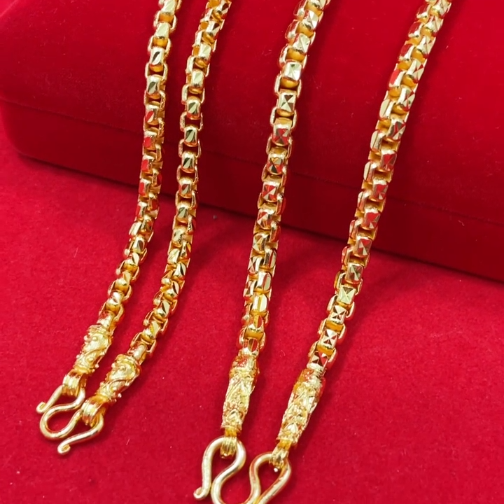 (รับประกัน 6 เดือน)สร้อยคอลายผ่าหวายมนตัดลาย น้ำหนัก 3,5บาท ยาว 20,22 ...