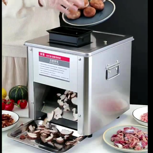 🏆Upgraded Meat Cutter Machine Commercial 5mm Electric Meat Slicer Stainless Steel 500kg/h for Slices Strips Cubes Minced (Meat thickness: 5mm)