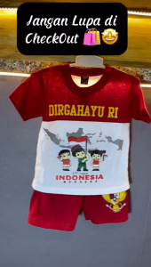 Setelan Anak Merah Putih Usia 1 Tahun Sampai 10 Tahun Bahan Katun