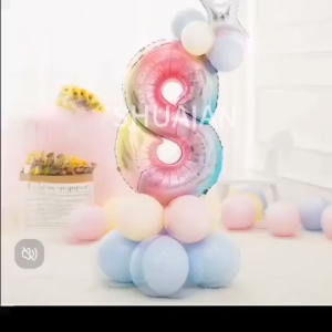 SHUAIAN Balon Foil Angka Besar 32 inch Warna Warni Number Foil Balloon Large Rainbow Jumbo