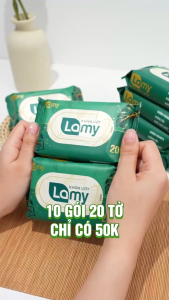 HÀNG CÔNG TY_Thùng 20 gói khăn ướt Lamy không cồn không parabens cao cấp dành cho em bé gói 20 tờ
