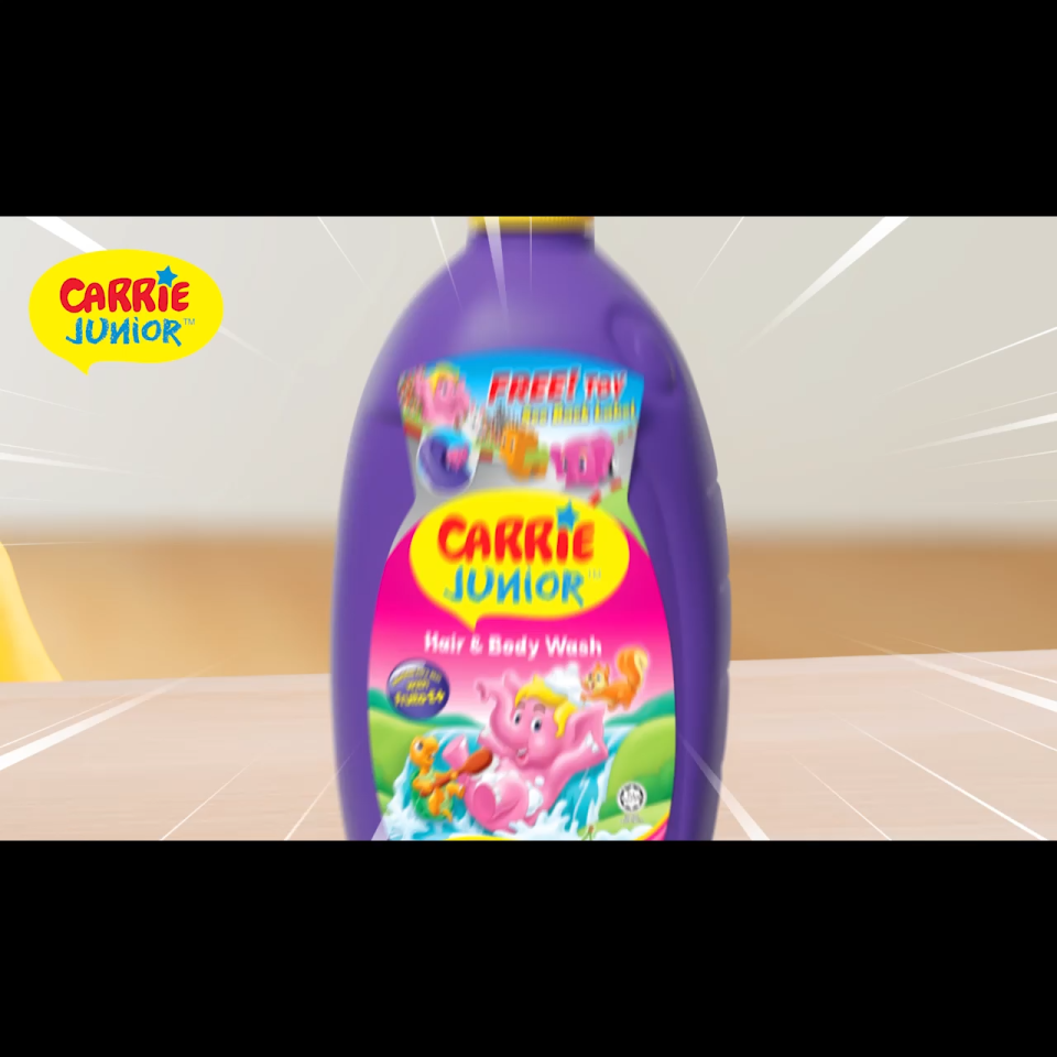 [Bundle of 3] CARRIE JUNIOR Hair & Body Wash - Cheeky Cherry (1000g) [Free Toy] Nourishing & Moisturising Skin