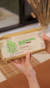 Combo 03 gói khăn ướt vải sợi tre kháng khuẩn cao cấp Ecobamboo gói 80 tờ không mùi không cồn an toàn cho bé