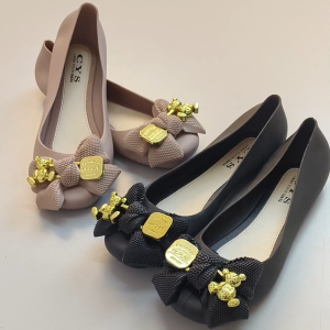 Azgalery SPT-28 Sandal Selop Heels Shoes Wanita Motif Pita Beruang Nyaman Empuk Bahan Karet PVC COD