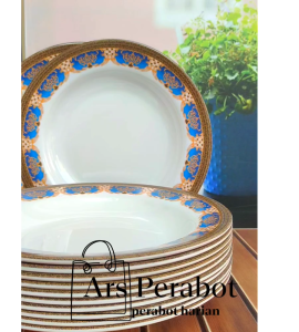 4Piring Gratis sndok Piring Melamin motif batik emas tahan panas bebas BPA