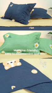 Dofia 4in1 Korean Style Printed Fitted Sheet Set Hotel Premium 1 Fitted Sheet & 2 Pillowcases (includes 1 FittedSheet and extra 2 Pillowcases)