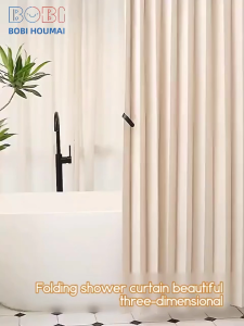 High Quality Bathroom Shower Curtain Makapal Waterproof no with Rod Adjustable Set Washable Thick