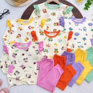 [9-29KG] Đồ Bộ Bé Gái Bộ Thu Đông Dài Tay Minly Baby vải thun lạnh loại 1 Mềm Mát Cho Bé Gái 1.2.3.4.5.6.7T