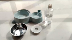 2 in 1 Pet Cat Dog Bowl Pet Food Bowl Drinking Bottle Set Food Bowls Water Bowl for Puppy Kitty