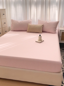 Abraca Dabra 3in1 solid color checkered striped bed sheet INS Style Fitted sheet set With pillowcase Bed sheet height 25cm Single/Super single/Queen/King