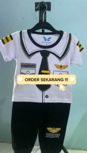 Set Baju Anak Baby Pilot Putih Usia 0-24 Bulan | baju bayi laki laki 0 sampai 24 bulan .