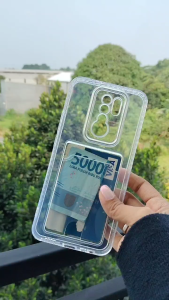 Softcase For XIAOMI REDMI 9 Card Slot Kartu Casing Silicon Bening Clear Dompet