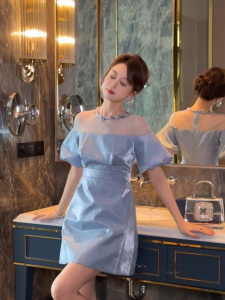 ZYHT EraVogue Váy nữ váy đen váy hình chữ A váy tay phồng Váy công sở Váy Hiso Váy cổ điển Váy dự tiệc Váy dạ hội 21285