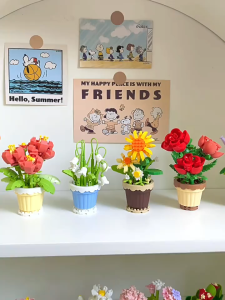 HAHA Pot Bunga Nano Block Balok Bunga Buku Rakitan Bangunan Bricks Bunga Abadi DIY Block Flower Toys