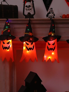 Halloween LED Flashing Light Gypsophila Ghost Festival Dress Up Glowing Wizard Ghost Hat Lamp Horror