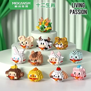 Mini Bricks Blocks 12 Chinese Zodiac Cute Cartoon Character Children Kids Adults Toy Birthday Gift DIY Lele Brother 生肖积木