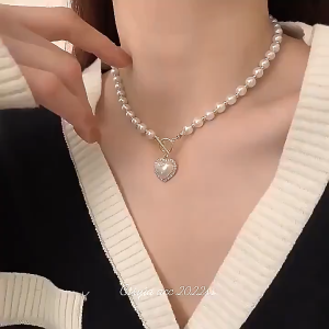JWS- kalung wanita model baru cantik import kalung Mutiara Love RA145
