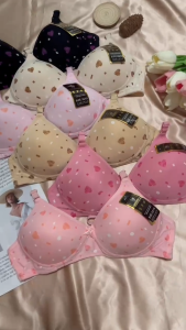 เสื้อชั้นในผู้หญิง เสื้อชั้นในสำหรับเด็กสาววัย คัพ B ดันทรงสวย ฟองบาง สายปรับได้ ลายหัวใจ ไร้โครง [32-38]