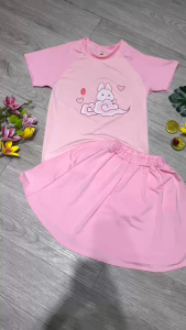 Đồ bơi 2 mảnh bé gái quần váy áo ngắn tay họa tiết đáng yêu đủ size 13kg đến 45kg BINSPORTS BB071