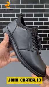 John Carter Salvatore Sepatu Pantofel Oxford Kasual Formal Hitam Pria