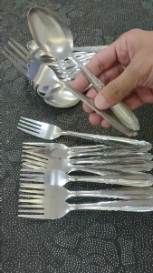 ##12PCS Stainless Steel Spoon And Fork 1.5mm THICK CUTLERY SET MAKAPAL 555#
