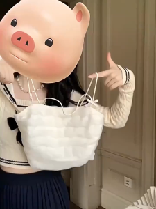 Rok pendek pinggang tinggi wanita gaya korea Rok dua lapis lipit pinggang tinggi retro