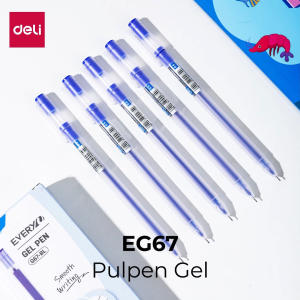 Deli Gel Pen / Pulpen Gel 0.5mm Kapasitas Tinta 800 Meter Penulisan Halus EG67 (Box) isi 12pcs
