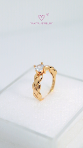 Yaxiya Cincin Wanita Permata Perhiasan Lapis Emas 18K 840