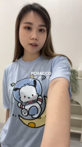 CAROTYLES S Kaos Couple Keluarga POCHACO SPACE Wanita Lengan Pendek Katun