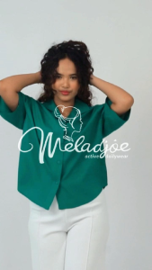 Meladjoe Jeslin Shirt Bahan Tenzel Primacool Atasan Wanita Oversize Baju Tangan Pendek
