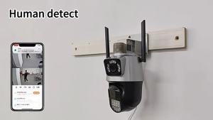 ICSEEกล้องรักษาความปลอดภัย4K WiFi เลนส์คู่8MP กล้องรักษาความปลอดภัยกันน้ำกล้องวงจรปิดเฝ้าระวังวิดีโอตำรวจไฟเตือนกล้อง IP